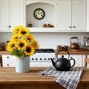 Maceta Decorativa con Girasoles Artificiales - Realista y Sin Mantenimiento