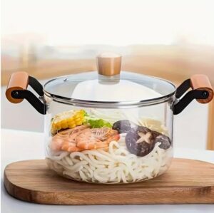 Olla de Borosilicato 3.5L con Asas de Bambú - Elegante y Multiusos